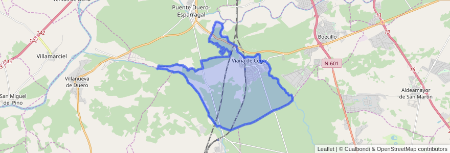 Mapa de ubicacion de Viana de Cega.