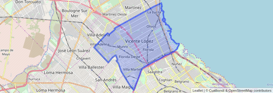Mapa de ubicacion de Vicente López.