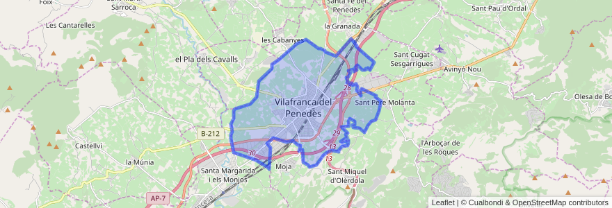 Mapa de ubicacion de Vilafranca del Penedès.