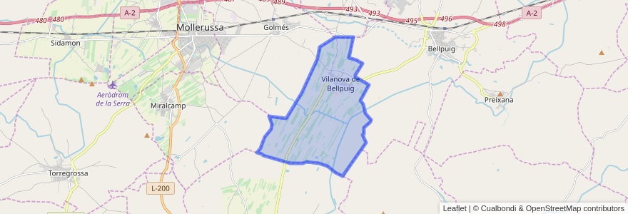 Mapa de ubicacion de Vilanova de Bellpuig.