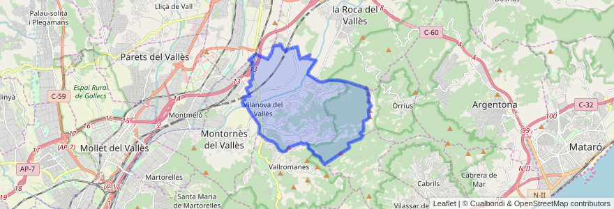 Mapa de ubicacion de Vilanova del Vallès.