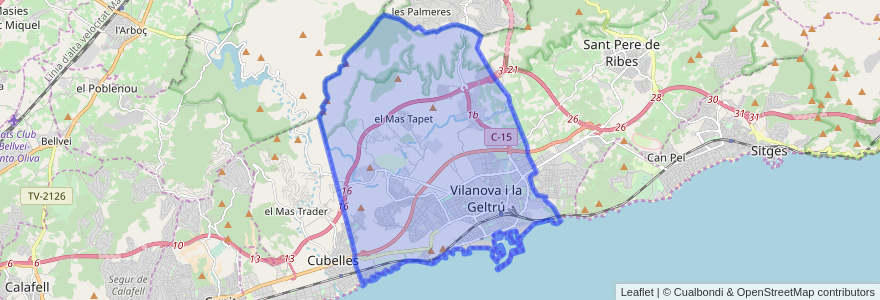 Mapa de ubicacion de Vilanova i la Geltrú.