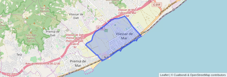 Mapa de ubicacion de Vilassar de Mar.