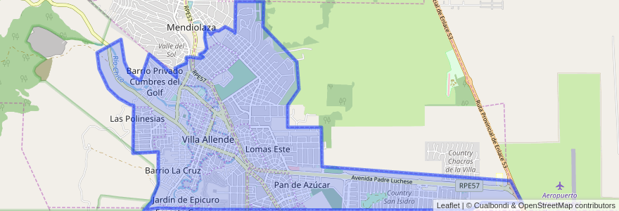 Mapa de ubicacion de Villa Allende.