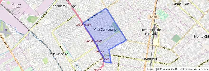 Mapa de ubicacion de Villa Centenario.