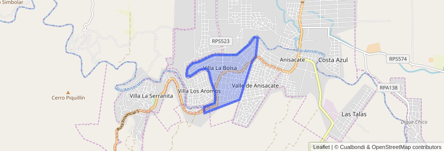 Mapa de ubicacion de Villa La Bolsa.
