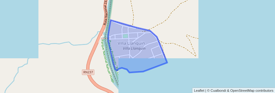 Mapa de ubicacion de Villa Llanquín.