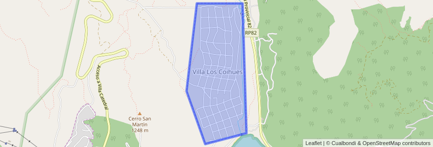 Mapa de ubicacion de Villa Los Coihues.