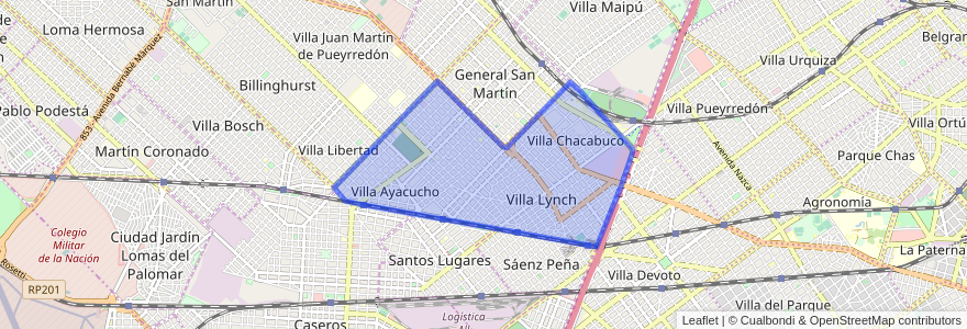 Mapa de ubicacion de Villa Lynch.