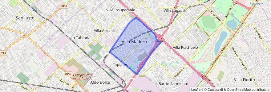 Mapa de ubicacion de Villa Madero.