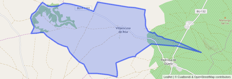 Mapa de ubicacion de Villaescusa de Roa.