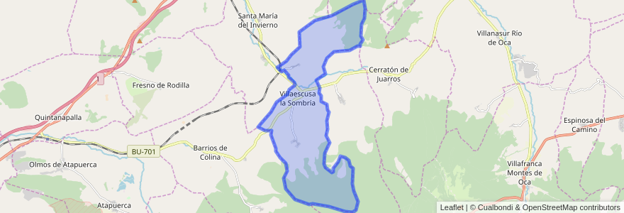 Mapa de ubicacion de Villaescusa la Sombría.