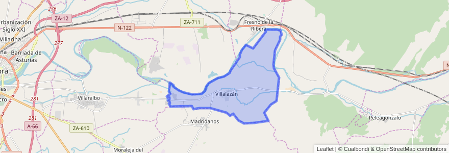 Mapa de ubicacion de Villalazán.