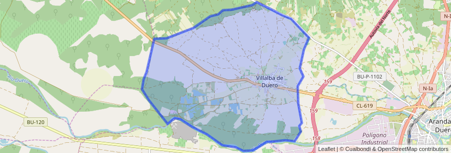 Mapa de ubicacion de Villalba de Duero.