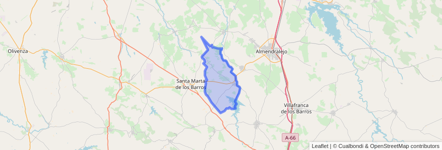 Mapa de ubicacion de Villalba de los Barros.