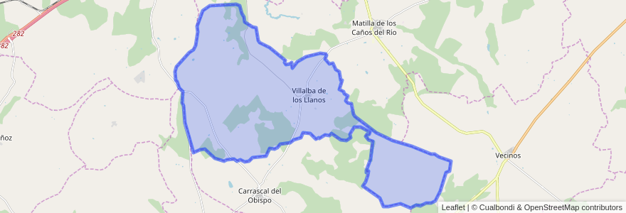 Mapa de ubicacion de Villalba de los Llanos.