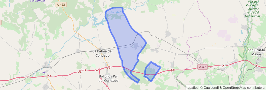 Mapa de ubicacion de Villalba del Alcor.