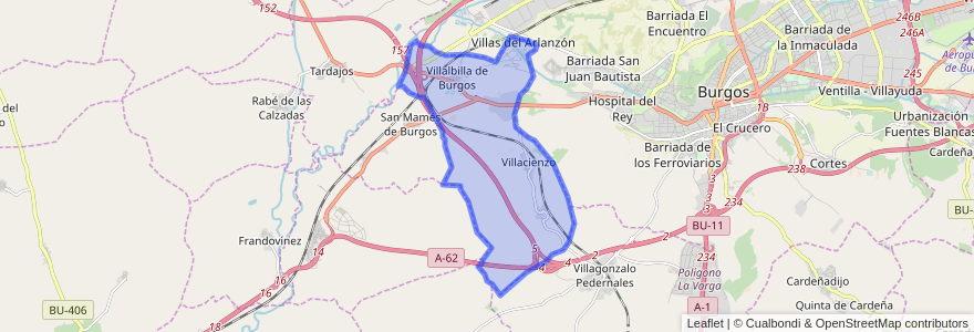 Mapa de ubicacion de Villalbilla de Burgos.