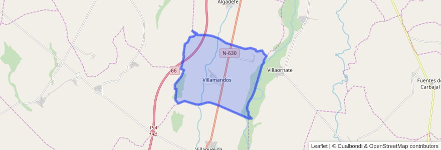 Mapa de ubicacion de Villamandos.