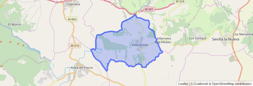 Mapa de ubicacion de Villamantilla.