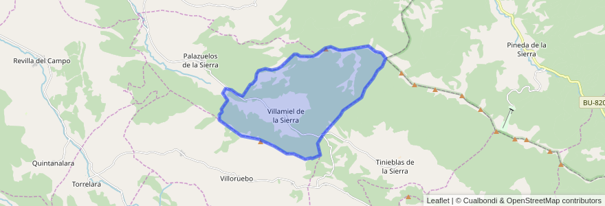 Mapa de ubicacion de Villamiel de la Sierra.