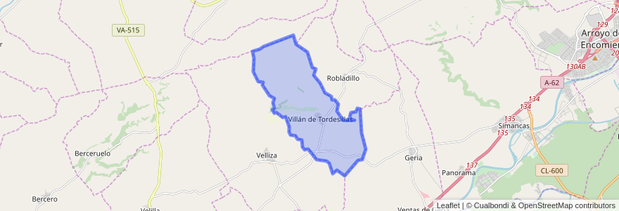 Mapa de ubicacion de Villán de Tordesillas.