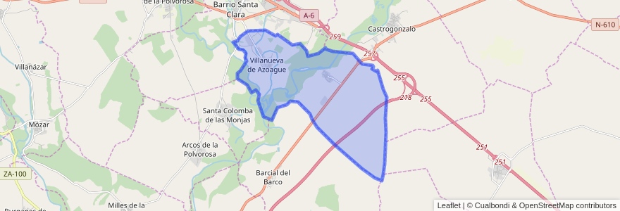 Mapa de ubicacion de Villanueva de Azoague.