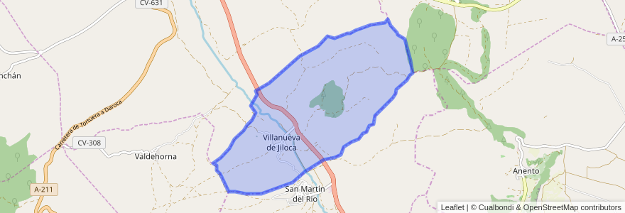 Mapa de ubicacion de Villanueva de Jiloca.