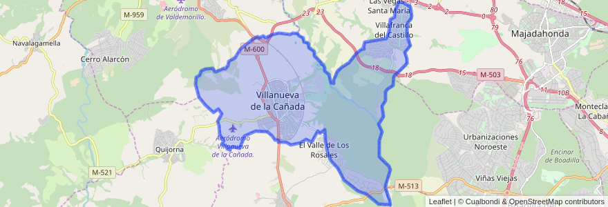 Mapa de ubicacion de Villanueva de la Cañada.