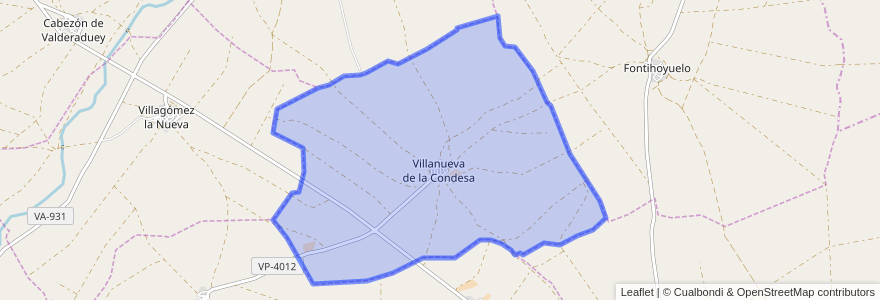 Mapa de ubicacion de Villanueva de la Condesa.