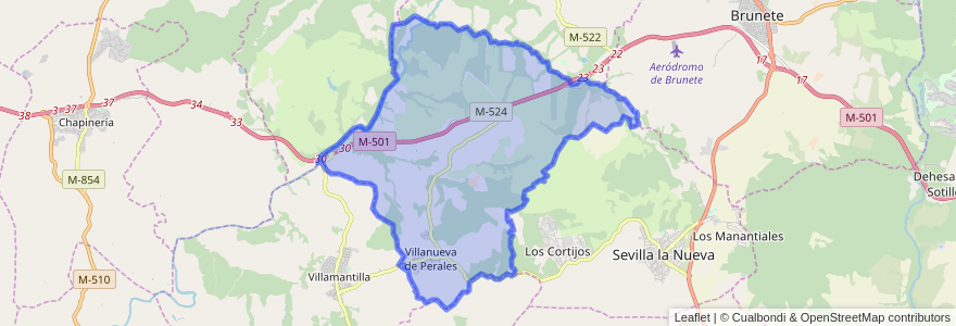 Mapa de ubicacion de Villanueva de Perales.