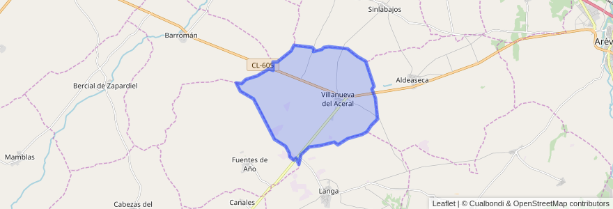 Mapa de ubicacion de Villanueva del Aceral.