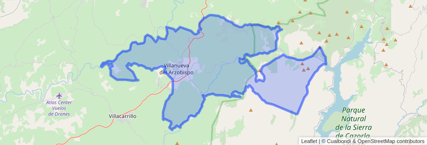 Mapa de ubicacion de Villanueva del Arzobispo.