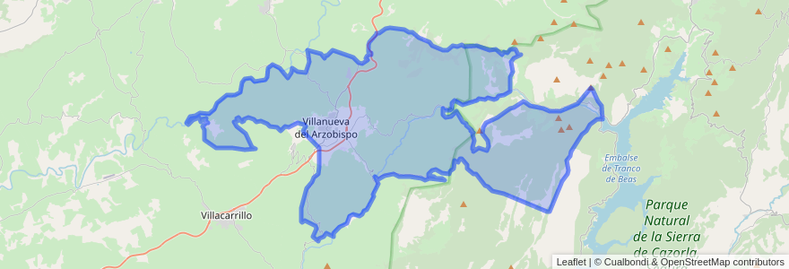Mapa de ubicacion de Villanueva del Arzobispo.
