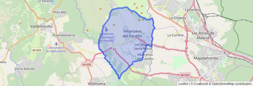 Mapa de ubicacion de Villanueva del Pardillo.