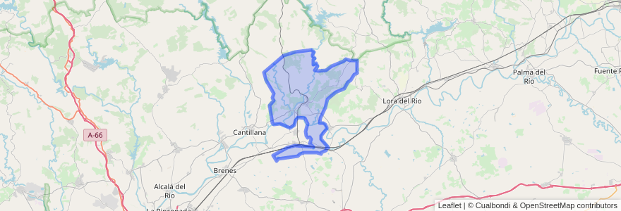 Mapa de ubicacion de Villanueva del Río y Minas.