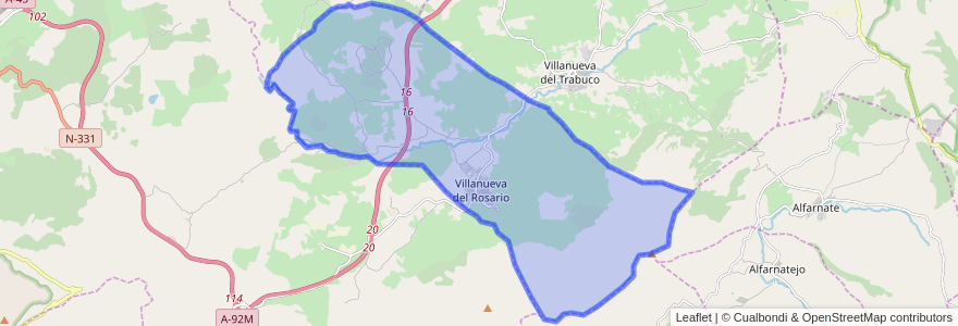 Mapa de ubicacion de Villanueva del Rosario.