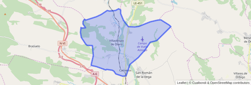 Mapa de ubicacion de Villaobispo de Otero.