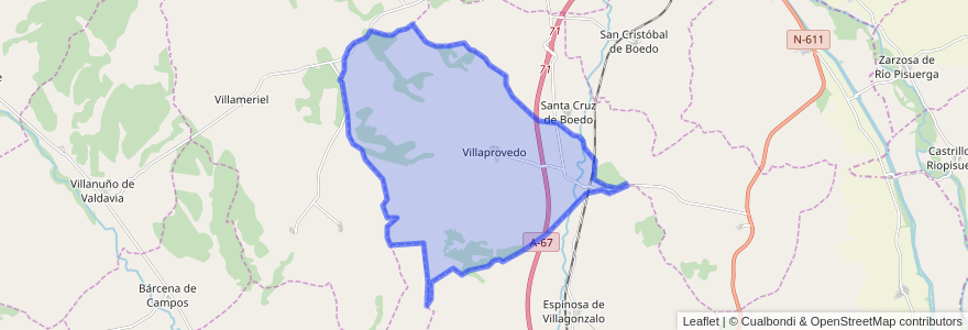 Mapa de ubicacion de Villaprovedo.