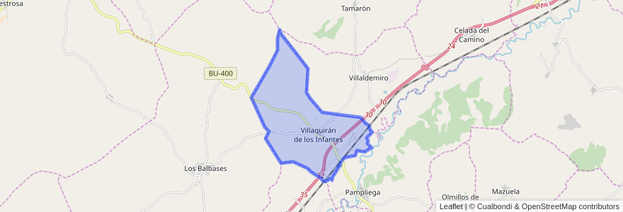 Mapa de ubicacion de Villaquirán de los Infantes.