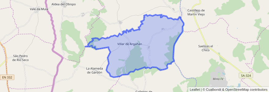 Mapa de ubicacion de Villar de Argañán.