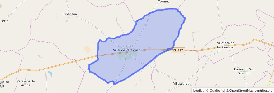 Mapa de ubicacion de Villar de Peralonso.