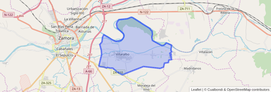 Mapa de ubicacion de Villaralbo.