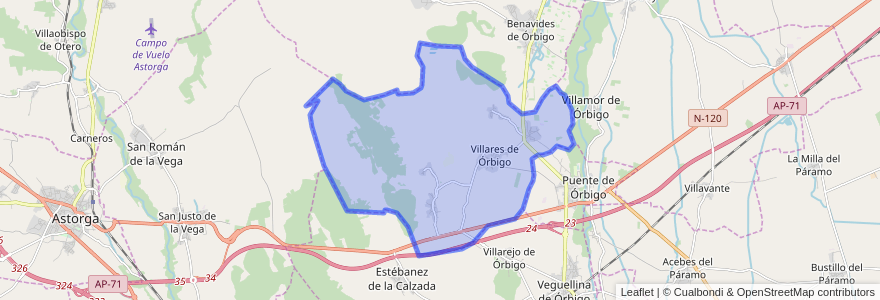 Mapa de ubicacion de Villares de Órbigo.