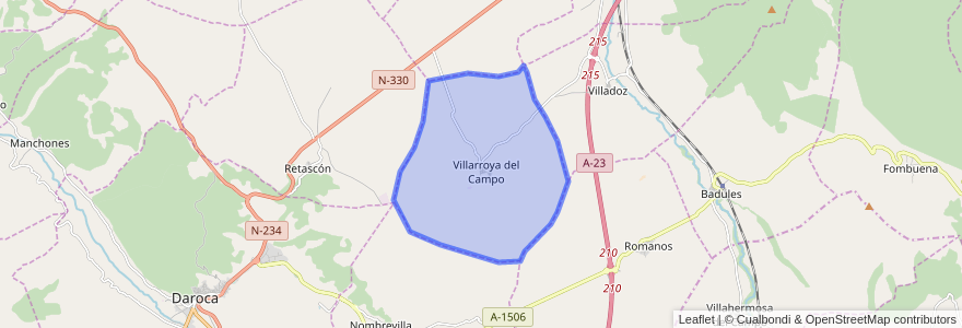 Mapa de ubicacion de Villarroya del Campo.