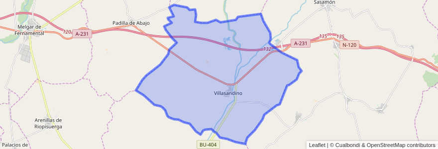 Mapa de ubicacion de Villasandino.