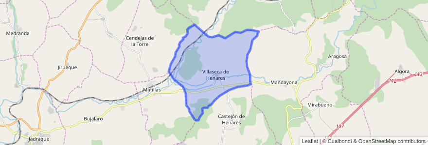 Mapa de ubicacion de Villaseca de Henares.