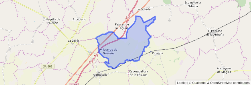 Mapa de ubicacion de Villaverde de Guareña.