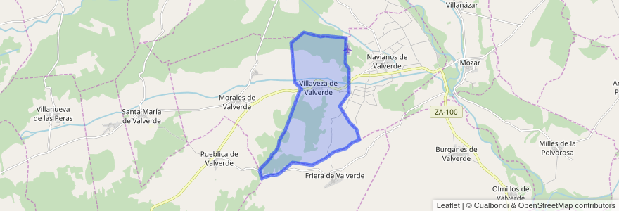 Mapa de ubicacion de Villaveza de Valverde.