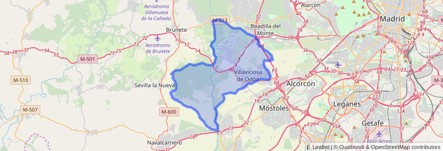 Mapa de ubicacion de Villaviciosa de Odón.